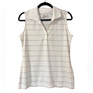Nike Tour Performance White Sleeveless Golf Polo Top Fitted Style Size Medium